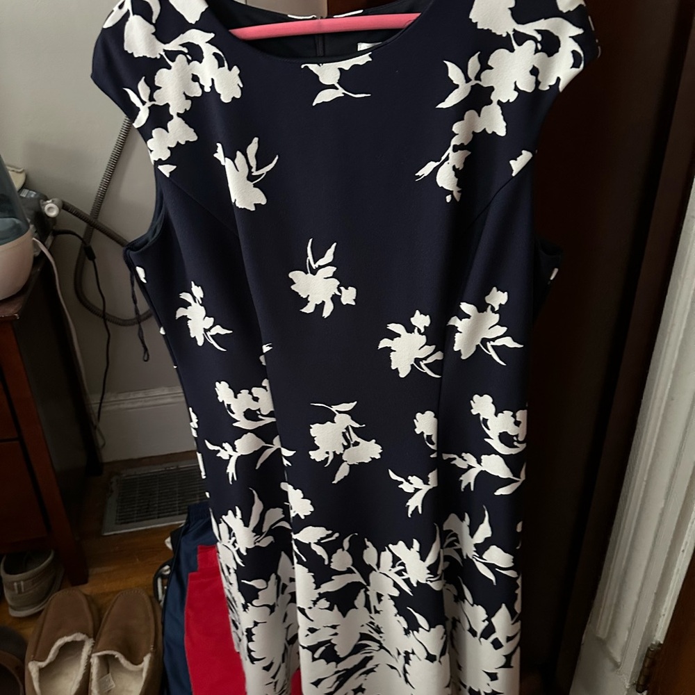 London Times Navy Pattern Dress